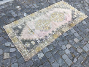Alfombra bohemia hecha a mano alfombra de lana alfombra tradicional turca vintage 3,2 x 6,5 pies - Imagen 1 de 10