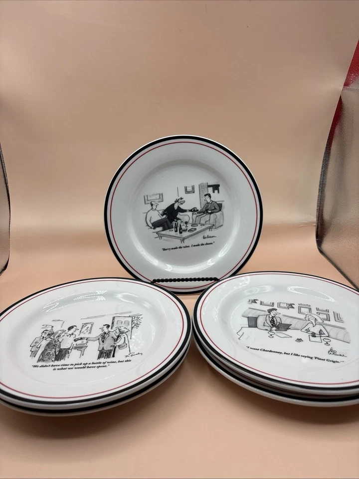 "Juego de 5 platos de cóctel de ensalada de queso de cerámica de la colección New Yorker Magazine de 8""" Foto 1 de 4