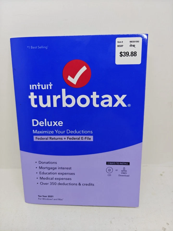 Turbotax 84722557 Deluxe 2021 Tax Software
