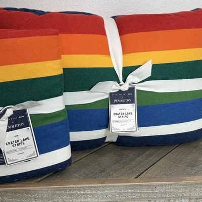 POTTERY BARN TEEN x PENDLETON CRATER LAKE STRIPE F/Q COMFORTER SET (1) STND SHAM - Image 1 of 4