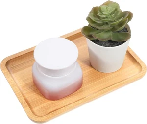 Bandeja de tocador de bambú para baño bandeja de perfume lisa de madera encimera gruesa organizar - Imagen 1 de 7