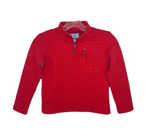 PROPERLY TIED Preppy Boys Holiday Red Quilted Delta Pullover I/4 Zip Size 5 - Picture 1 of 10