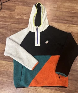 SUPERDRY Sportstyle Energy Sherpa Fleece Colorblock Quarter zip Hoodie Men's L - Picture 1 of 10