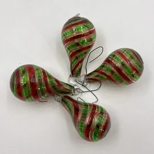 Lote De Colección De 4 Adornos De Lágrima De Vidrio Arte Remolino Verde/Rojo/Dorado Soplado A Mano - Imagen 1 de 8