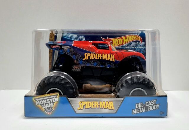 Hot Wheels Monster Trucks Spider-Man Character Vehicle - Connect and Crash  Car Included 30/50 1:64 - Red and Black Vehicle with Giant Wheels