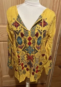 NEW Johnny Was Biya Art to Wear Ziggy Goldenroad Peasant Tie Tunic ~XS MSRP $250 - Picture 1 of 8