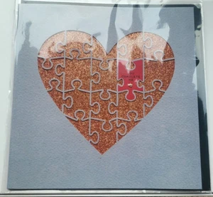 PAPERCHASE CARD Jigsaw heart with red piece reads you complete me/Black envelope - Picture 1 of 2