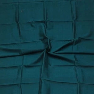 Vintage Teal 100% Pure Silk Handloom Sari Remnant 4YD Craft Fabric Silk Scrap - Picture 1 of 4