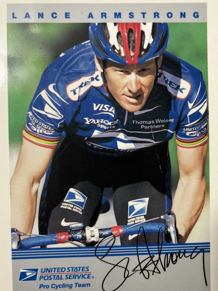 Lance Armstrong ( pre-printed autographed)USPS pro cycling team postcard - Image 1 of 1