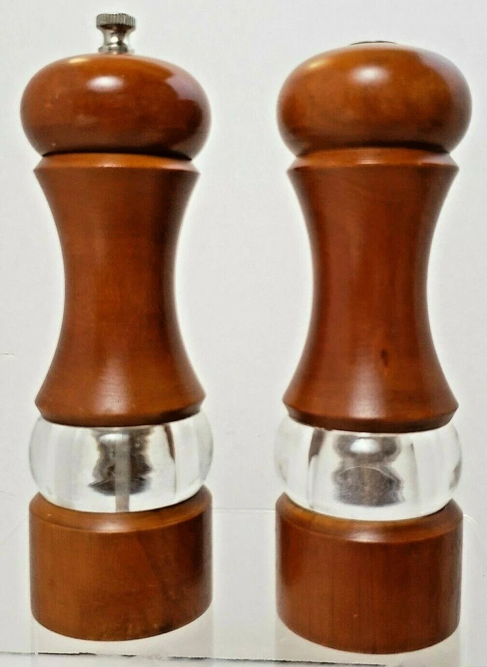 Conjunto de moedor de sal e pimenta Olde Thompson madeira e acrílico 7 3/4" aço, ajustável - Imagem 1 de 4