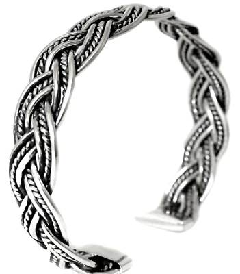 925 Silber Wikinger Armreif Gr.L Handgeschmiedet geflochten Armspange flexibel - Bild 1 von 4