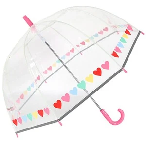 Susino Children's See-Through Dome Umbrella - Heart Print Border - Picture 1 of 6