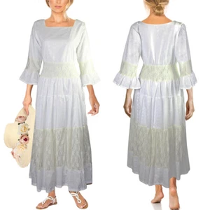 Upcycled Boho Romantik Shabby Chic Princess Kleid Maxikleid Volantkleid 40 42 - Picture 1 of 4