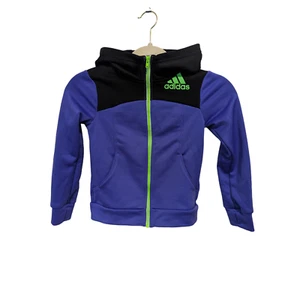 Adidas Girls Full Zip Hoodie with Pockets Purple Green & Black Size 4T - Picture 1 of 7