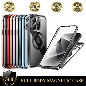 For Apple iPhone 15 16 Plus Pro Max 360 Full Body MagSafe Magnetic Metal Case - Picture 1 of 16