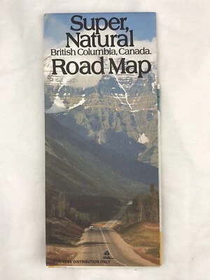 Mapa de ruta desplegable Columbia Británica Canadá viaje vintage súper natural  Foto 1 de 4