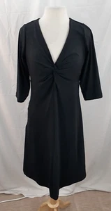 Eddie Bauer Women's M Black 3/4 Sleeve Twist Front Active Knit Dress Wool Blend - Picture 1 of 9