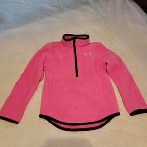 Under Armour Little Girls 5 Polar Fleece 1/4 Zip Pullover Jacket Sweater Pink - Picture 1 of 9