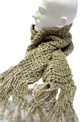 Bufanda Hecha a Mano Tostada 95" Larga Tejida a Mano Crochet EE. UU. Gruesa Única Cálida Suave Nueva con Etiquetas Foto 1 de 4