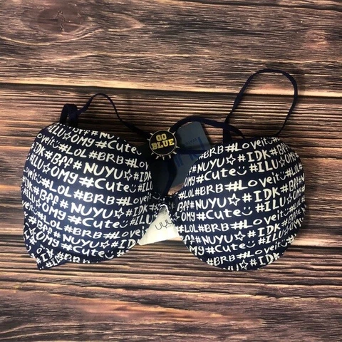 NUYU University Of Michigan Wolverines Blue White Bra With Magnet NEW Size 36B Cover