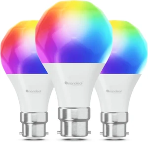 Matter Essentials B22 LED Bulbs, Pack of 3 RGBW Dimmable Smart Bulbs - Matter ov - Picture 1 of 7