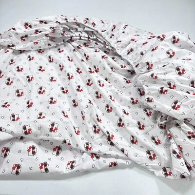 Hello Kitty Sábana Ajustable Doble Rojo Blanco Gatito Gatitos Corazones Algodón Moderno Foto 1 de 4