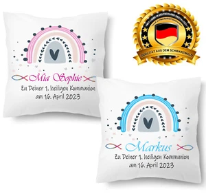 Personalisierbares Kissen zur 1.Kommunion,Taufgeschenk, Konfirmation,Regenbogen - Bild 1 von 6