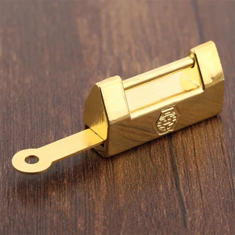 Vintage Chinese Padlock &Key Jewelry Box Door Chest Suitcase Hardware Decorative Cover