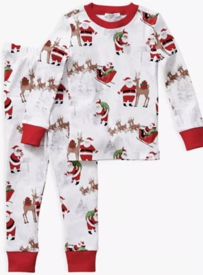 Pijama orgánico Pottery Barn Kids Heritage Santa nuevo con etiquetas género neutro talla 3T Foto 1 de 4