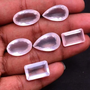 6 piezas piedras preciosas sueltas de cuarzo rosa natural de 18 mm-22 mm corte facetado sin tratar - Imagen 1 de 5