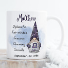 Personalised Zodiac Sign  Male Gnome Themed Mug Ideal Birthday Gift