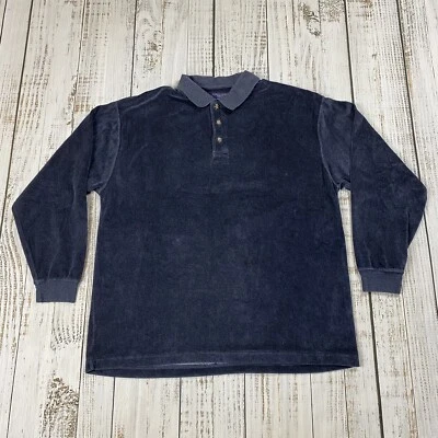 CAMISA POLO VINTAGE AÑOS 80 90 TERCIOPELO AZUL PIZARRA L/S CHRISTOPHER HAYES GRANDE L Foto 1 de 4