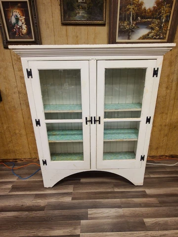 Antique Primitive Farmhouse Apothecary Jelly Pie White Storage Cabinet Cover