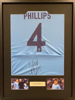 Kalvin Phillips - Manchester City Hand Signed Framed Shirt 33' x 25' inch & COA - Image 1 of 4