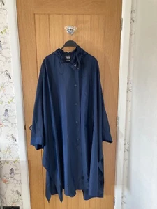 BNWT ZARA Limited Edition Navy Blue Hooded Poncho Cape One Size M - Picture 1 of 12