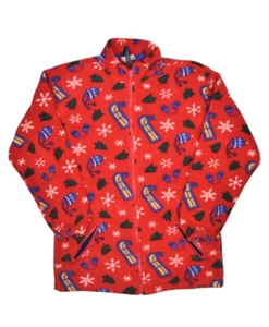 Vintage LL Bean Jacket Kids L Red Christmas Fleece Full Zip Sweatshirt - Picture 1 of 6