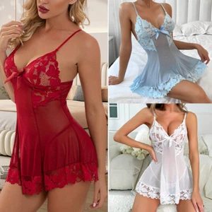 Women's Sexy Lingerie Sleepwear Babydoll Underwear Lace Dress G-String Nightwear - Picture 1 of 142