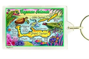 "Cayman Islands KARTE ACRYL RECHTECKIGER SCHLÜSSELANHÄNGER 2,5"" x 1,5"" - Bild 1 von 1