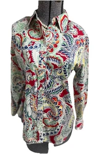 Chaps by Ralph Lauren Top Size L  Or 12 Paisley 100% Breathable Cotton Easy Care - Picture 1 of 22