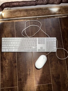 Apple White Aluminum USB Wired Keyboard A1243 and Apple wired Mouse A1152 - Picture 1 of 5