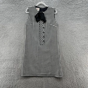 VTG 60s Blanes London Dress 16 Black White Geo Check England MOD Shift - Picture 1 of 12