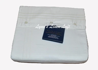 RALPH LAUREN Organic Parchment Sateen Handkerchief Embroidery KING FLAT SHEET - Image 1 of 4