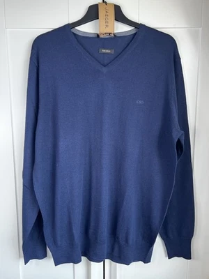 Men’s Jaeger 100% Merino Wool V-Neck Lightweight Jumper Navy Blue Extra Large - Image 1 of 4
