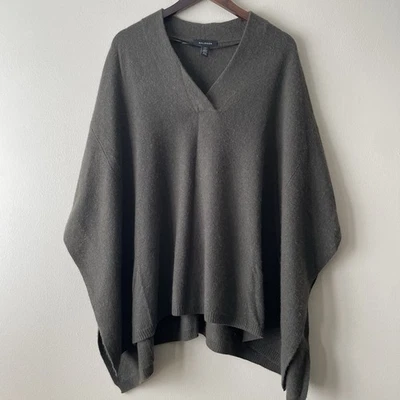 Poncho halógeno para mujer 100 % cachemir talla única verde cuello en V Foto 1 de 4