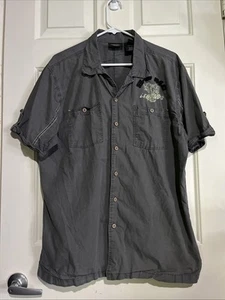 Harley Davidson Full Speed Skull Legends Herren XL Kurzarm Hemd grau geknöpft - Bild 1 von 10