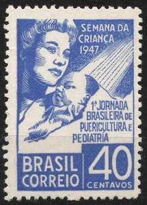 #677 RHM:C234 MH 1947 40cts Brasil Semana del Niño y Congreso de Pediatras - Imagen 1 de 2