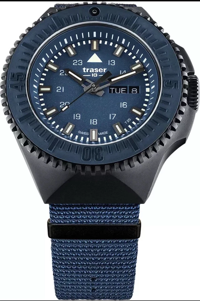 Reloj de cuarzo para hombre Traser P69 negro Stealth azul 109856 Foto 1 de 1