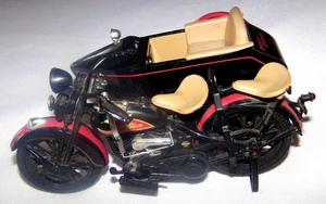1933 Harley Davidson Motorrad schwarz, Beiwagen Bank Die Cast 1:12 Sammlerstück - Bild 1 von 6