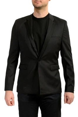 Hugo Boss Men's Black Silk Wool Tuxedo Style One Button Blazer US 38R IT 48R - Image 1 of 4