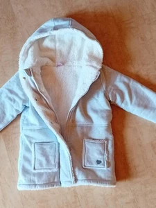 Lange Jacke, Mantel mit Kapuze, dick gefüttert, hellblau, Gr.104, dopodopo, - Bild 1 von 5